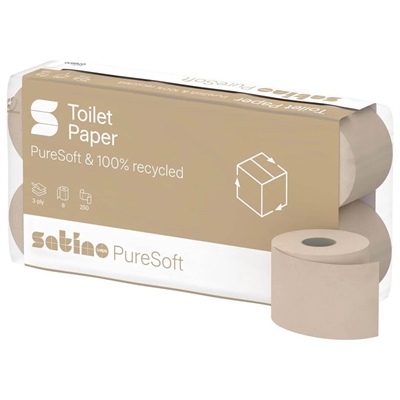 Satino PureSoft toiletpapir · 3-lags · 30m · 64 ruller