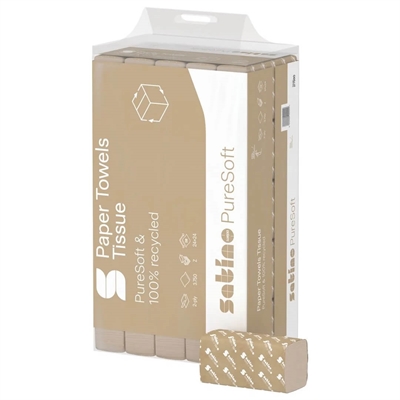 Satino PureSoft håndklædeark · Z-fold · 2 lags · 24×24 · 3.750 ark