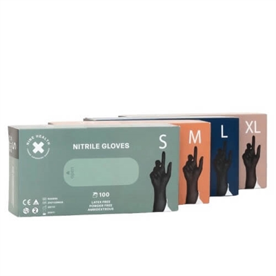 Nitril handske Sort pudderfri M 100stk.