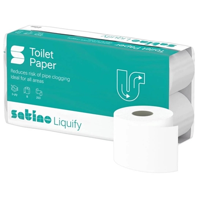 Satino Liquify toiletpapir · 3-Lags · 28 meter · 64 ruller