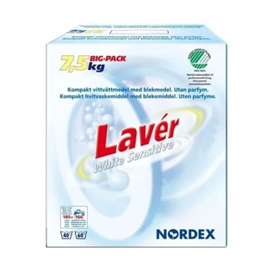 Vaskepulver Lavér · 7,5kg · hvid